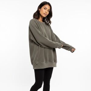 Olive Green Women's Oversized Sweatshirt
